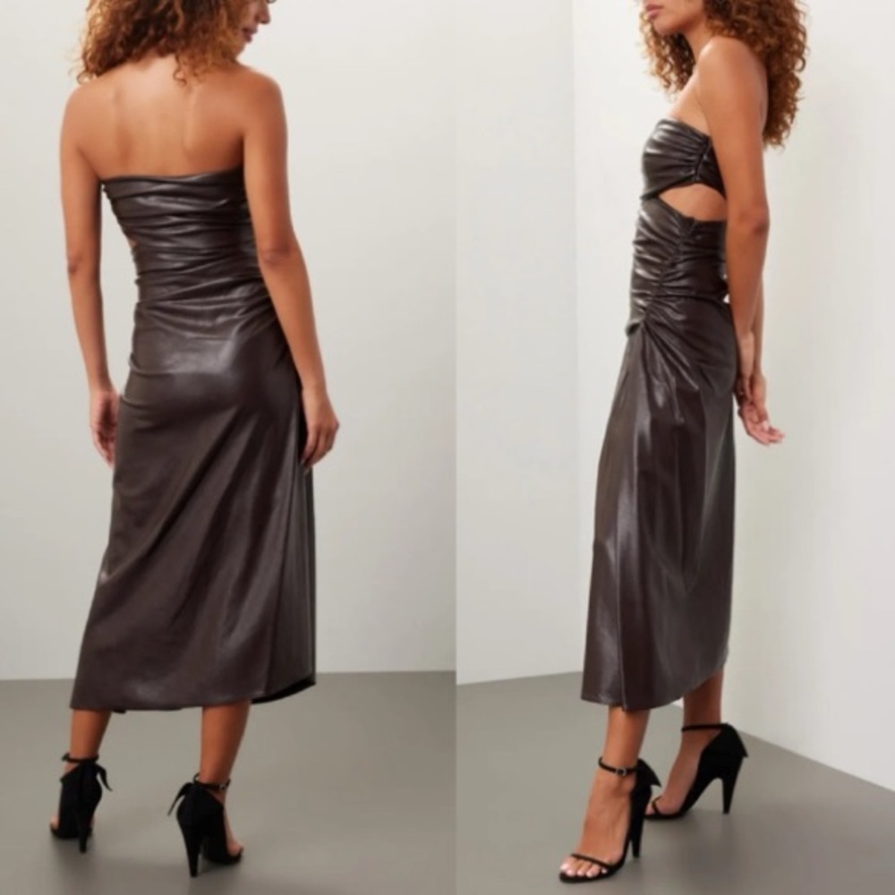 A.L.C. Elegant Faux Vegan Leather Andie Dress 0 - Picture 3 of 12